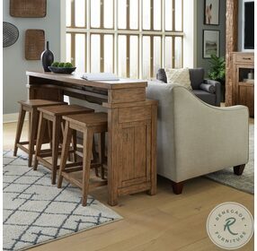 Pinebrook Ridge Weathered Toffee Console Bar Table Set