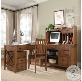 Hearthstone Rustic Oak Home Office Set with Hutch