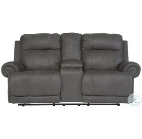 Austere Gray Double Reclining Loveseat with Console