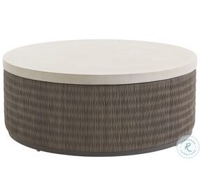 Cypress Point Ocean Honey Limestone And Rich Driftwood Gray Outdoor Round Cocktail Table