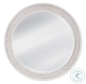 Rodanthe Dove White Round Woven Mirror
