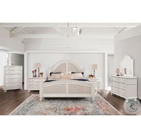Rodanthe Dove White Woven Poster Bedroom Set