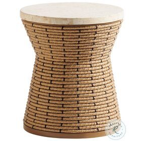 Los Altos Valley View Natural Mactan Stone And Rich Aged Patina Outdoor Round Large Side Table