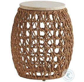 Los Altos Valley View Natural Mactan Stone And Rich Aged Patina Outdoor Round Small Side Table