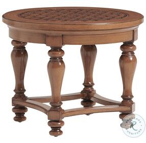 Harbor Isle Rich Walnut Outdoor Round Large End Table