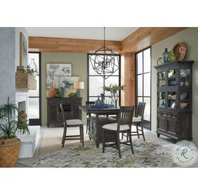 Calistoga Weathered Charcoal Extendable Counter Height Dining Room Set