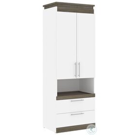 Orion White And Walnut Grey 30" Storage Cabinet With Pull Out Shelf