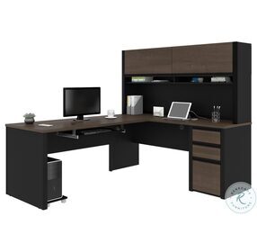 Connexion Antigua And Black 71" L Shaped Desk With Pedestal And Hutch