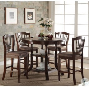 Bixby Espresso Round Counter Height Dining Room Set