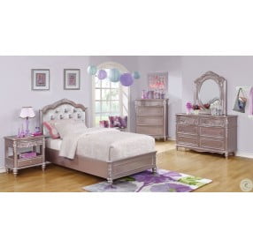 Caroline Metallic Lilac Youth Upholstered Panel Bedroom Set