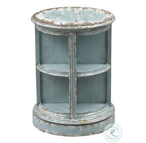 Burton Aged Blue And Tan Swivel Accent Table