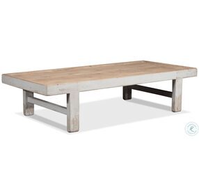 Wood Panel White Large Cocktail Table