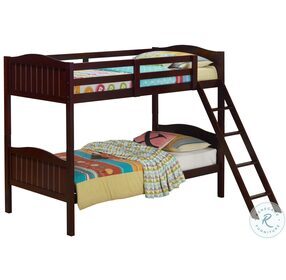 Littleton Espresso Slatted Twin Over Twin Bunk Bed