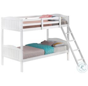 Littleton White Slatted Twin Over Twin Bunk Bed