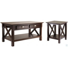 Xola Cappuccino 2 Drawer Occasional Table Set
