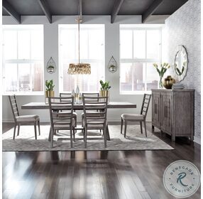 Modern Farmhouse Distressed Dusty Charcoal Extendable Dining Room Set