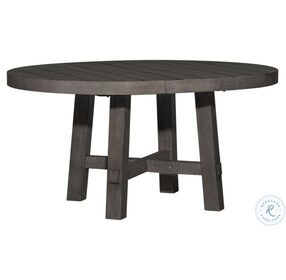 Modern Farmhouse Distressed Dusty Charcoal Extendable Round Dining Table