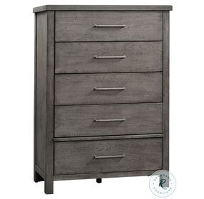 Modern Farmhouse Distressed Dusty Charcoal 5 Drawer Chest