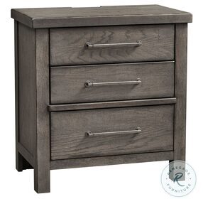 Modern Farmhouse Distressed Dusty Charcoal 3 Drawer Nightstand