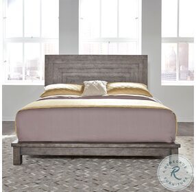 Modern Farmhouse Distressed Dusty Charcoal King Platform Bed