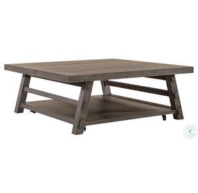 Modern Farmhouse Distressing Dusty Charcoal Oversized Square Cocktail Table