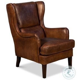 Elite Brown Wing Leather Lounge Chair