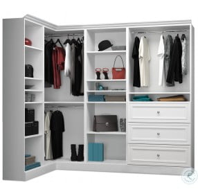 Versatile White 90'' Corner Storage Wardrobe