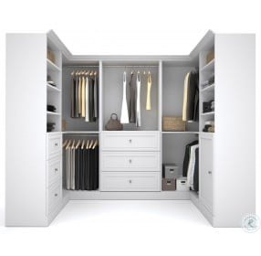 Versatile White 108'' Corner Storage Wardrobe