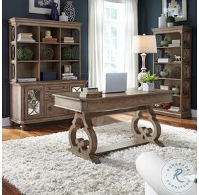 Simply Elegant White Brown And Heathered Taupe Home Office Set