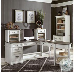 Allyson Park Wire Brushed White And Charcoal L Shaped Home Office Set