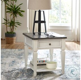 Allyson Park Wire Brushed White And Charcoal Drawer End Table