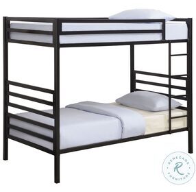 Kinsey Matte Black Twin Over Twin Bunk Bed