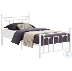 Canon Matte White Twin Metal Bed