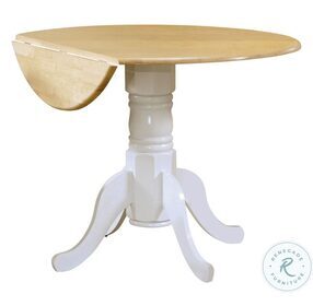 Allison Natural Brown And White Drop Leaf Round Dining Table