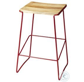 Butler Loft Parrish Wood and Distressed Red Metal Bar Stool