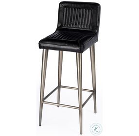 Maxwell Black Leather Leather Bar Stool