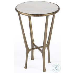 Switlania Gold Metal And White Marble Marble Side Table