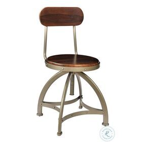 Tacoma Honey Brown and Antique Silver Adjustable Bar Stool