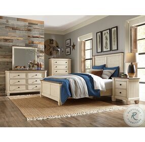 Weaver Antique White And Rosy Brown Panel Bedroom Set