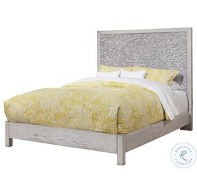 Aria Light Distressed Gray King Panel Bed