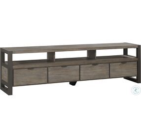 Prudhoe Power Glaze Oak and Gunmetal 4 Drawers 76" TV Stand