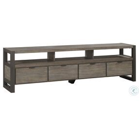 Prudhoe Power Glaze Oak and Gunmetal 4 Drawers 76" TV Stand