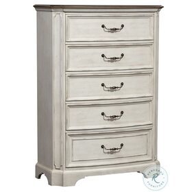 Abbey Road Porcelain White And Churchill Brown Drawer Chest