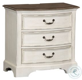 Abbey Road Porcelain White And Churchill Brown Drawer Nightstand