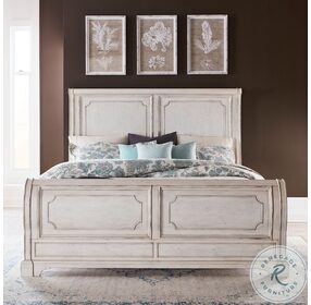 Abbey Road Porcelain White And Churchill Brown King Sleigh Bed