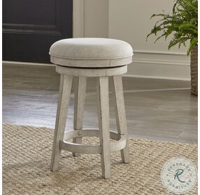 Ivy Hollow Weathered Linen And Dusty Taupe Upholstered Swivel Counter Height Stool