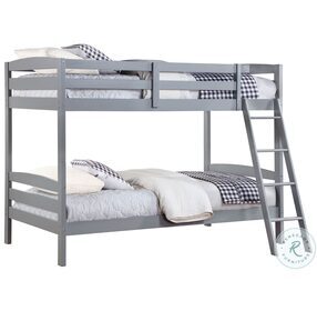 Rhea Gray Wooden Twin Over Twin Bunk Bed