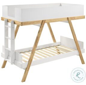 Frankie White And Natural Wooden Twin Over Twin Bunk Bed