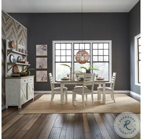 Amberly Oaks Barley Brown And Linen White Rectangular Leg Extendable Dining Room Set