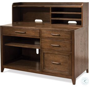 Vogue Plymouth Brown Oak Computer Credenza with Hutch